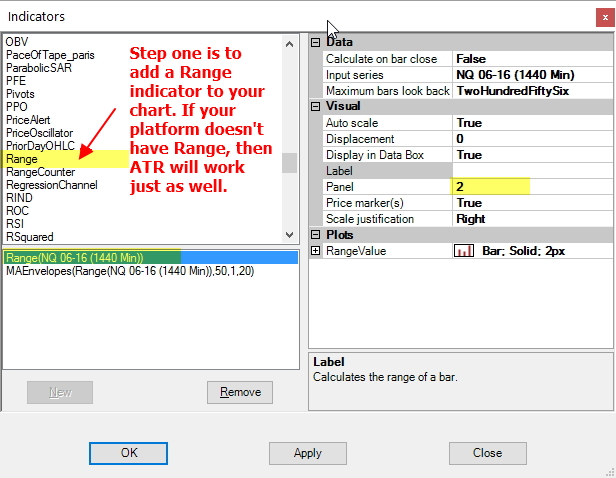 Setting up the Range Indicator